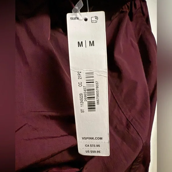 PINK Victoria's Secret Satin Parachute Cargo Pants - Maroon - Picture 6 of 6